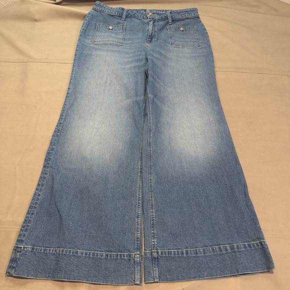 J.Crew Denim - J Crew High-Rise 96 Jean Wide Bell Bottom Flare Med Stretch Wash Women 35-5120